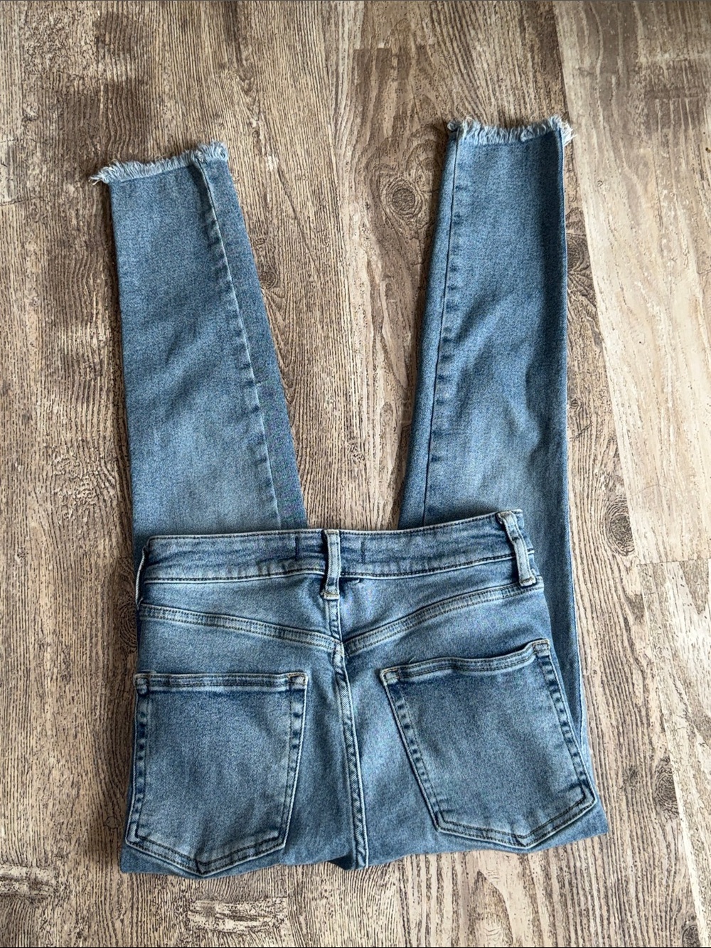 We The Free Light Blue Raw-Hem Skinny Jeans